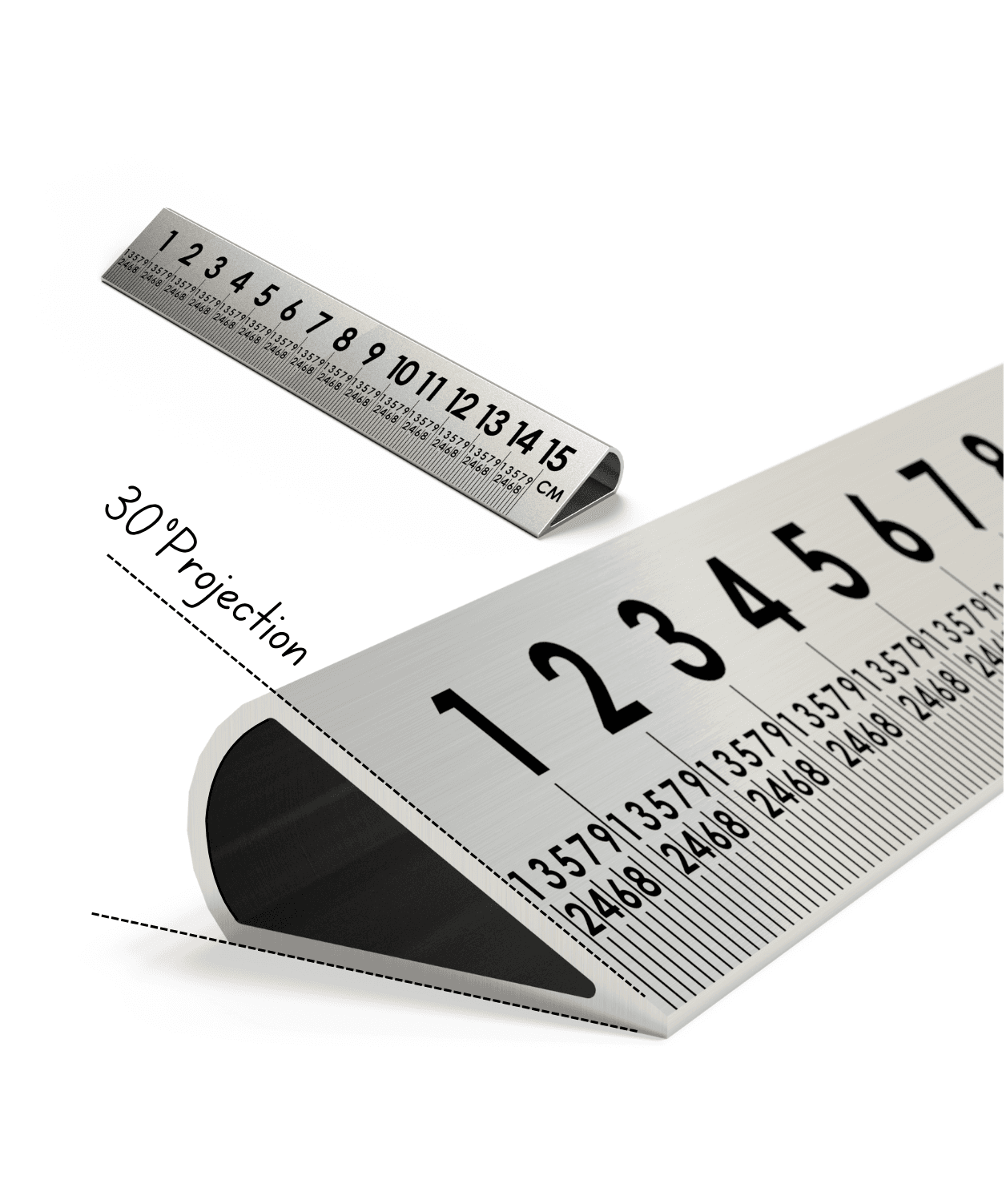 Six inch silver Slope Sight ruler product render