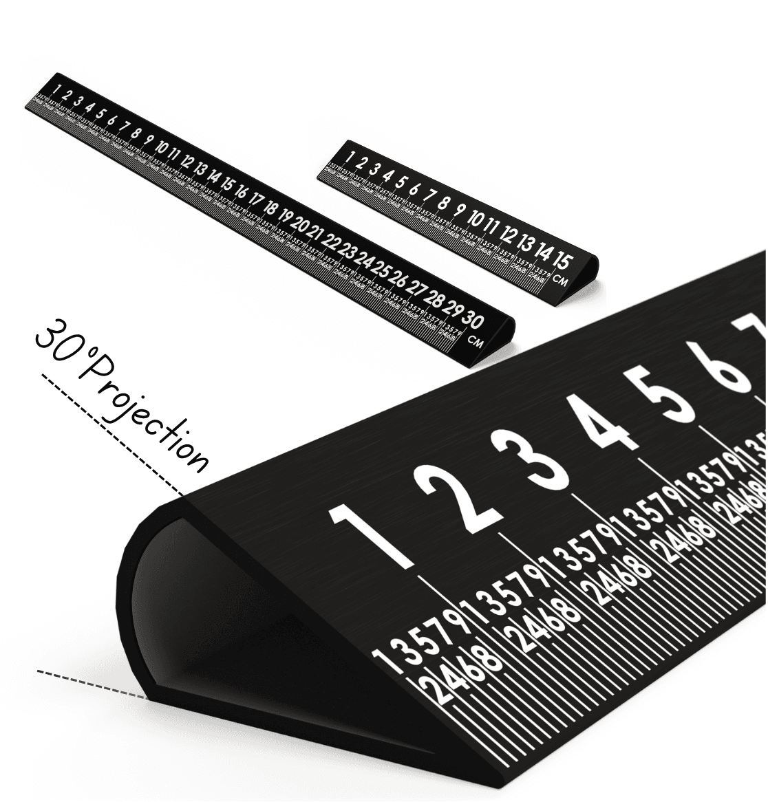 Six inch and twelve inch black Slope Sight ruler set